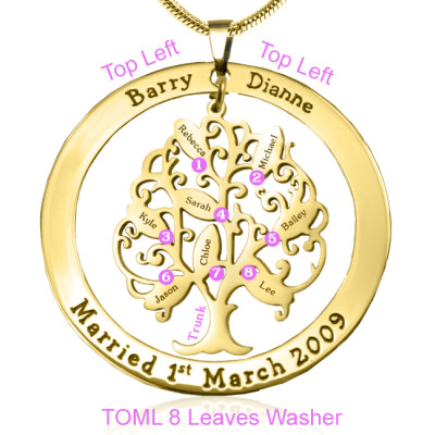 Personalized Tree of My Life Washer 8 - 18ct Gold