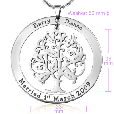 Personalized Tree of My Life Washer 8 - Sterling Silver