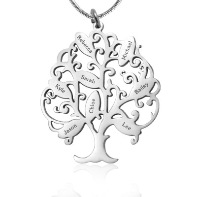 Personalized Tree of My Life Necklace 8 - Sterling Silver