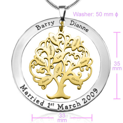 Personalized Tree of My Life Washer 9 - Two Tone - Gold Tree