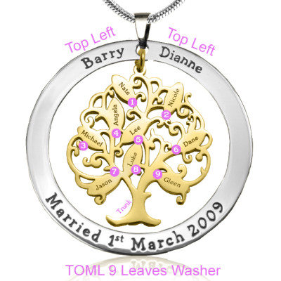 Personalized Tree of My Life Washer 9 - Two Tone - Gold Tree