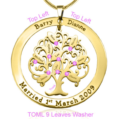Personalized Tree of My Life Washer 9 - 18ct Gold