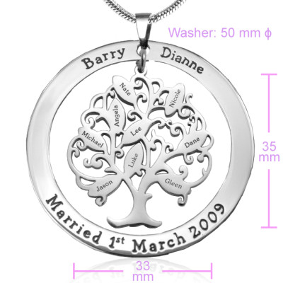 Personalized Tree of My Life Washer 9 - Sterling Silver