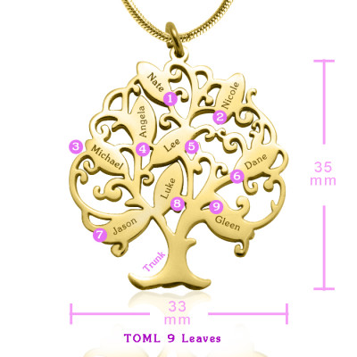Personalized Tree of My Life Necklace 9 - 18ct Gold