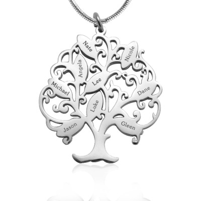 Personalized Tree of My Life Necklace 9 - Sterling Silver
