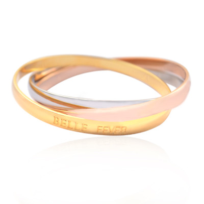 Personalized Mother Daughter Three Tone Bangle Set