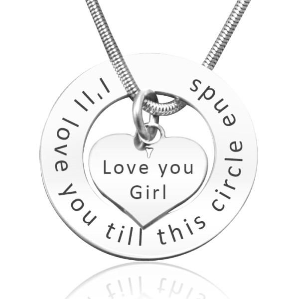 Personalized Circle My Heart Necklace - Sterling Silver