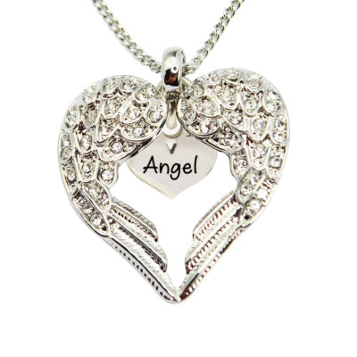 Personalized Angels Heart Necklace with Heart Insert