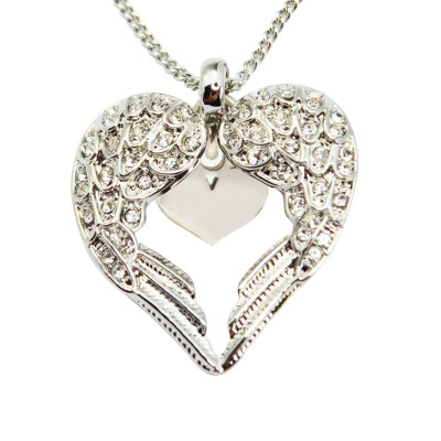 Personalized Angels Heart Necklace with Heart Insert