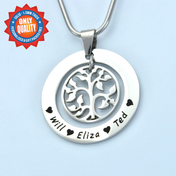 Personalized My Family Tree Necklace - Sterling Silver