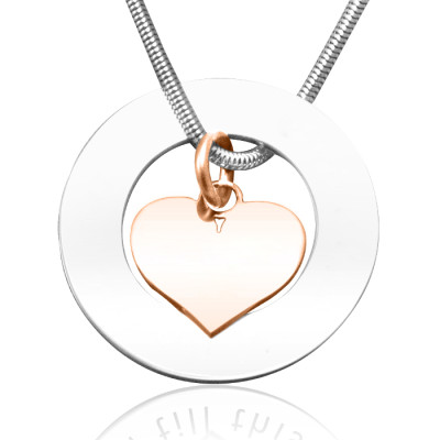 Personalized Circle My Heart Necklace - Two Tone HEART in Rose Gold