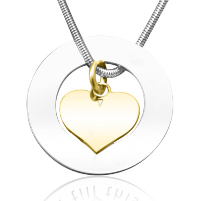 Personalized Circle My Heart Necklace - Two Tone HEART in Gold