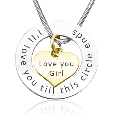 Personalized Circle My Heart Necklace - Two Tone HEART in Gold