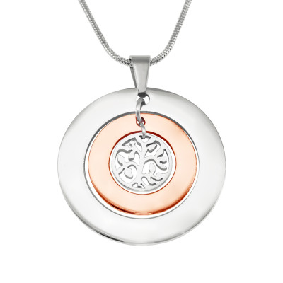 Personalized Circles of Love Necklace Tree - TWO TONE - Rose Gold  Silver