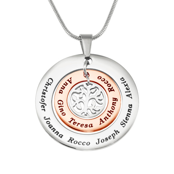 Personalized Circles of Love Necklace - TWO TONE - Rose Gold  Silver