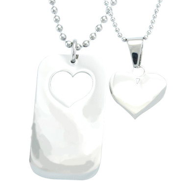 Personalized Dog Tag - Stolen Heart - Two Necklaces - Silver