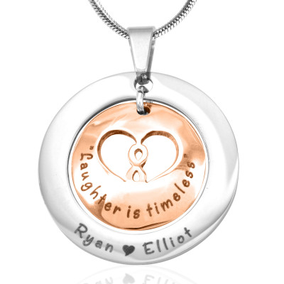 Personalized Infinity Dome Necklace - Two Tone - Rose Gold Dome  Silver