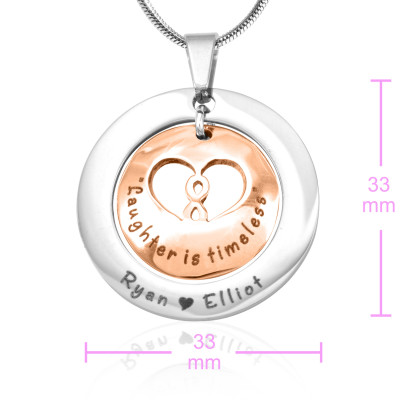 Personalized Infinity Dome Necklace - Two Tone - Rose Gold Dome  Silver