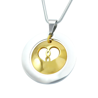 Personalized Infinity Dome Necklace - Two Tone - Gold Dome  Silver