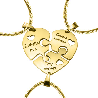Personalized Triple Heart Puzzle - Three Personalized Necklaces