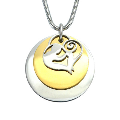 Personalized Mother's Disc Double Necklace - Two Tone - Gold  Silver