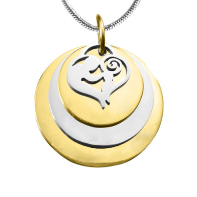 Personalized Mother's Disc Triple Necklace - TWO TONE - Gold  Silver