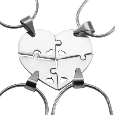 Personalized Quad Heart Puzzle - Four Personalized Necklaces