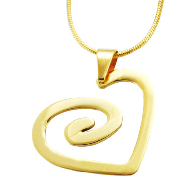 Personalized Swirls of My Heart Necklace - 18ct Gold