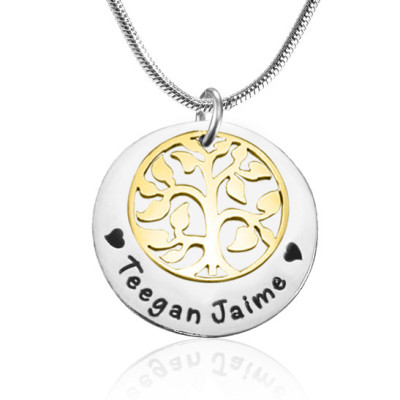 Personalized My Family Tree Single Disc - Two Tone - Gold  Silver