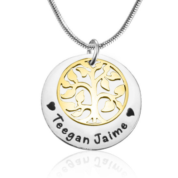 Personalized My Family Tree Single Disc - Two Tone - Gold  Silver