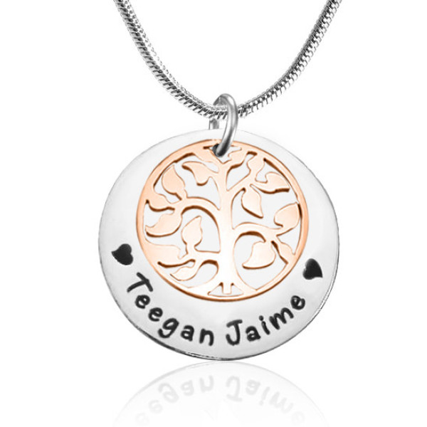Personalized My Family Tree Single Disc - Two Tone - Rose Gold  Silver