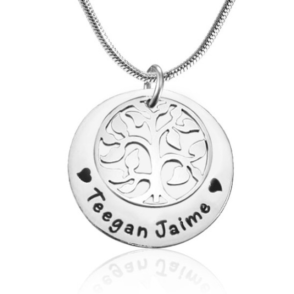 Personalized My Family Tree Single Disc - Sterling Silver