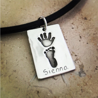 Sterling Silver Hand/Foot Print Double Dogtag