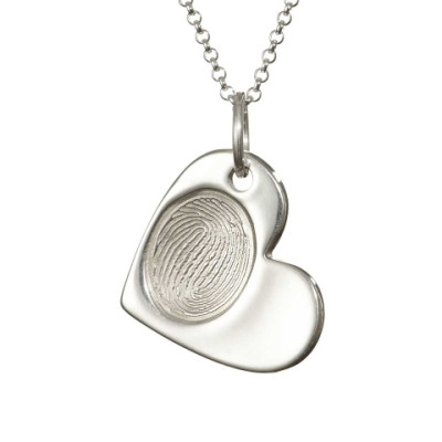 Sterling Silver FingerPrint Cascade Heart Pendant