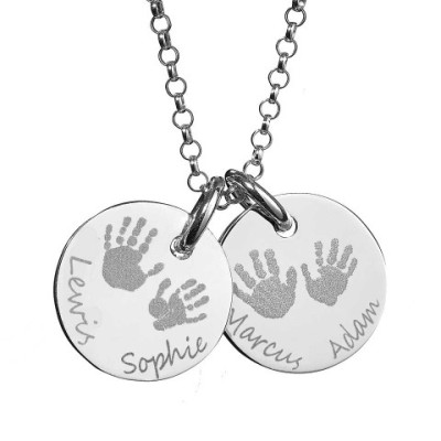 Large Engraved Handprint Necklace For Children