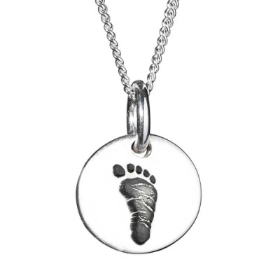 Sterling Silver Hand / Footprint Medium Circle Pendant