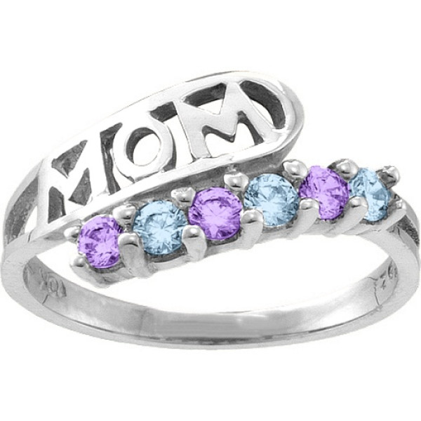 Cherish  MOM Cut-out 2-6 Stones Ring 