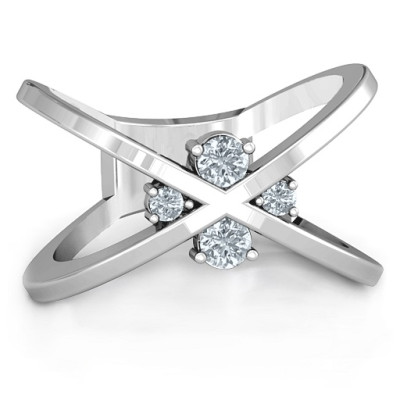 4 Stone Crossover Ring 