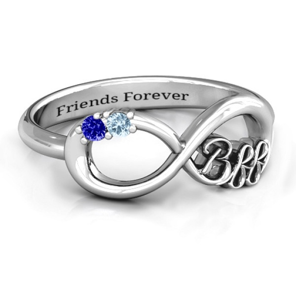 BFF Friendship Infinity Ring with 2 - 7 Stones 