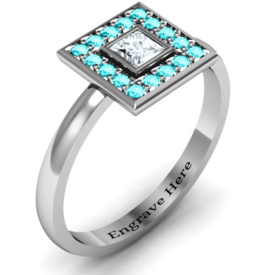 Bezel Princess Stone with Channel Accents Ring 