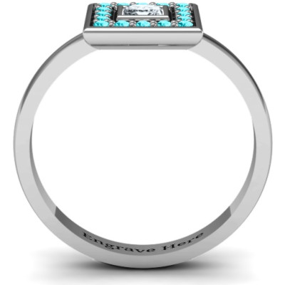 Bezel Princess Stone with Channel Accents Ring 