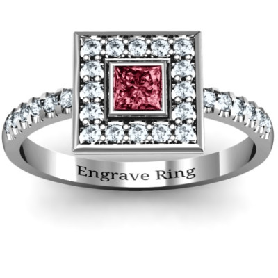 Bezel Princess Stone with Channel Accents in the Band Ring 