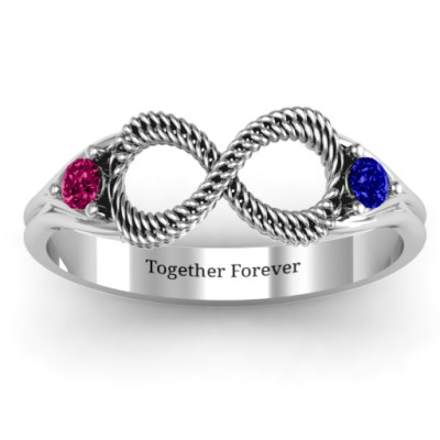 Braided Infinity Ring with Two Stones 