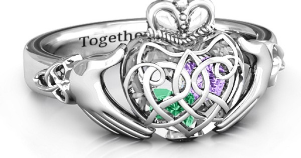 Caged Hearts Celtic Claddagh Ring