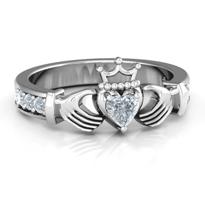 Classic Claddagh Heart Cut Ring with Accents