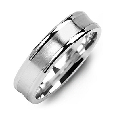 Classic Contoured Men's Ring with Brushed Centre