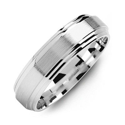 Classic Two-Line Milled-Brush Men's Ring