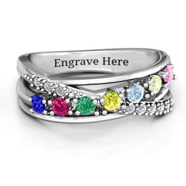 Crossover Accent Multi Band Ring