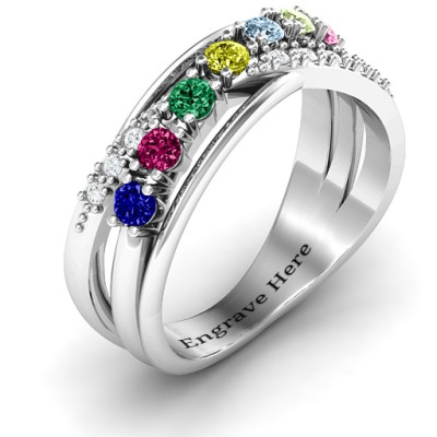 Crossover Accent Multi Band Ring