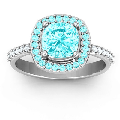 Cushion Cut Statement Ring with Halo